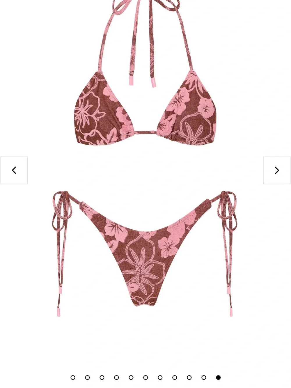 triangl swimwear Pink Floral Triangle Bikini Top on Brown